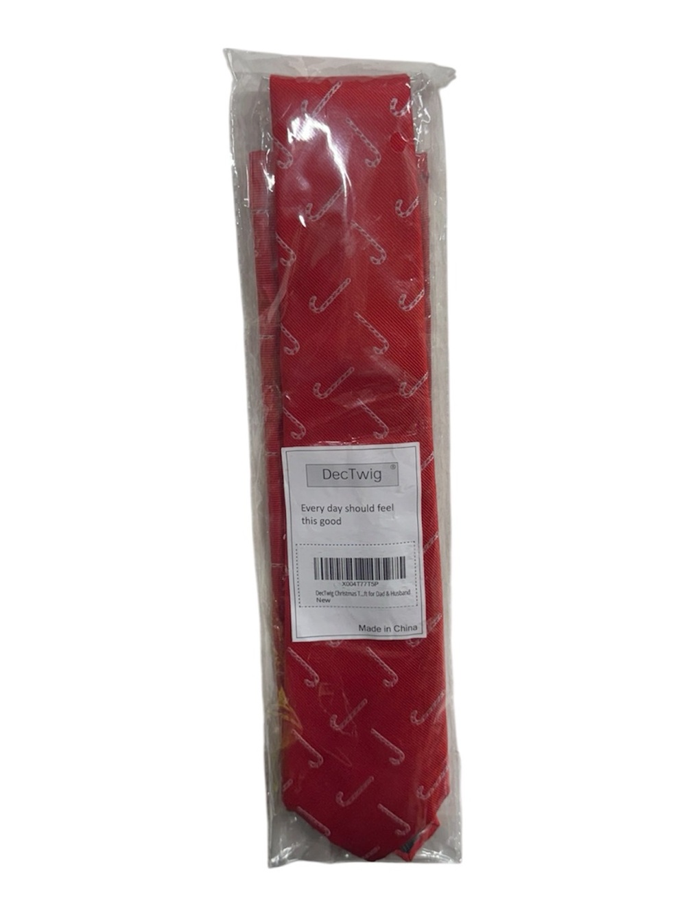 Dectwig brand red and white colored tie, brand new in packaging never used!